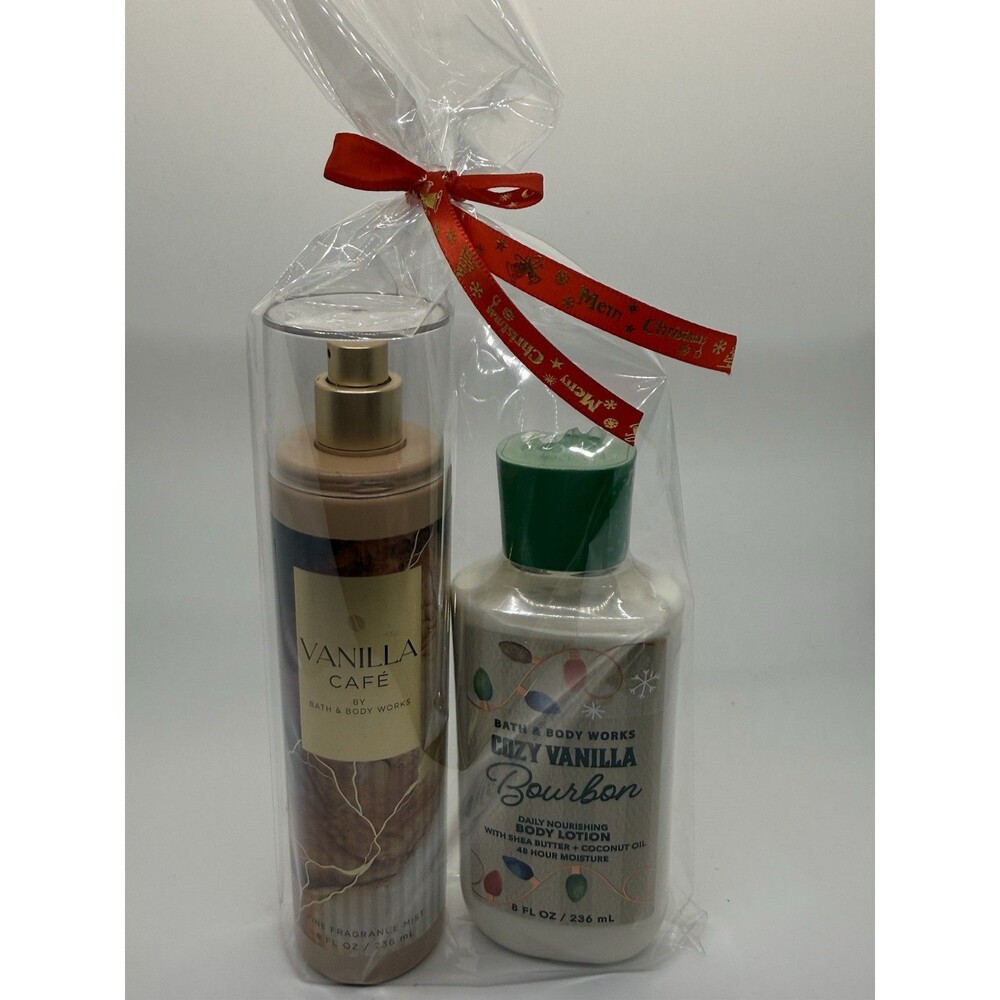 Bath & Body Works‎ COZY VANILLA BOURBON Lotion & Vanilla Café Mist Fragance 8oz